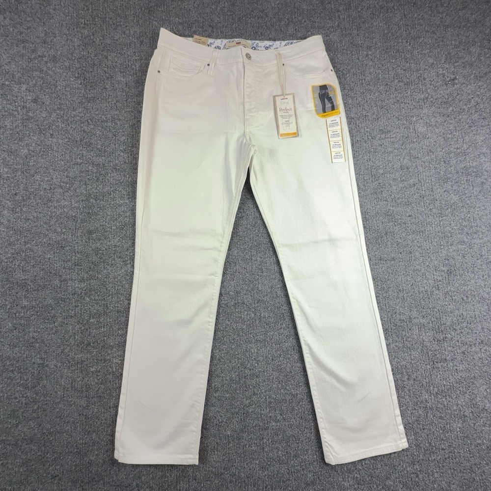 Levi's Perfect Waist 525 Jeans Womens 16 White Mid Rise Straight Stretch Denim